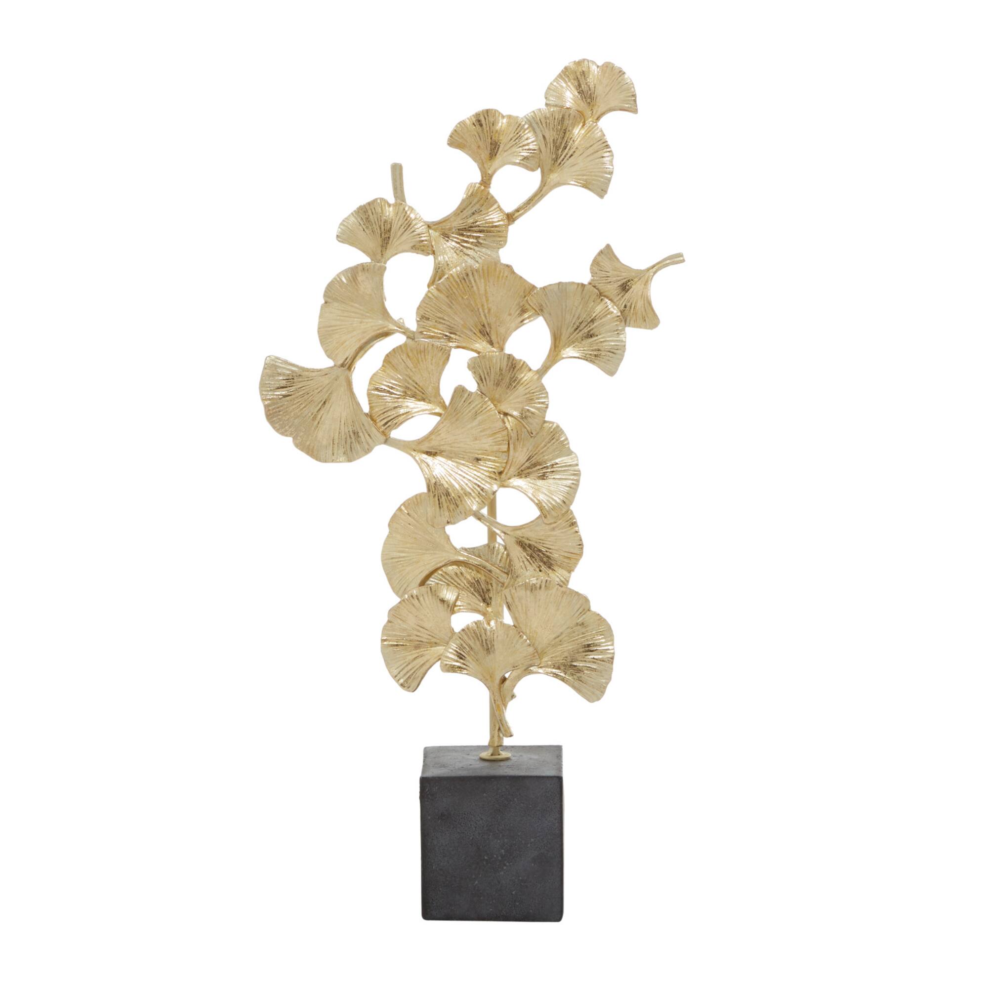 20" Gold Contemporary Gingko Leaf Sculpture